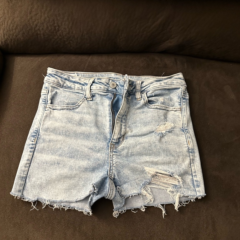 American Eagle Distressed Light Blue Denim Shorts